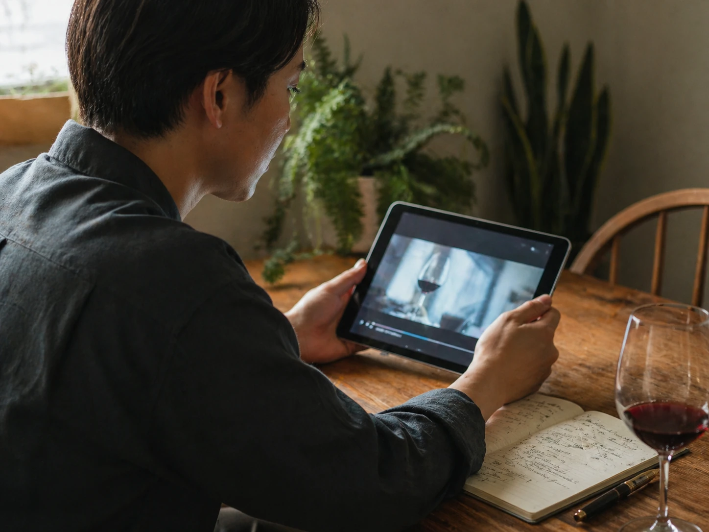 自宅でタブレットでワインを学ぶ